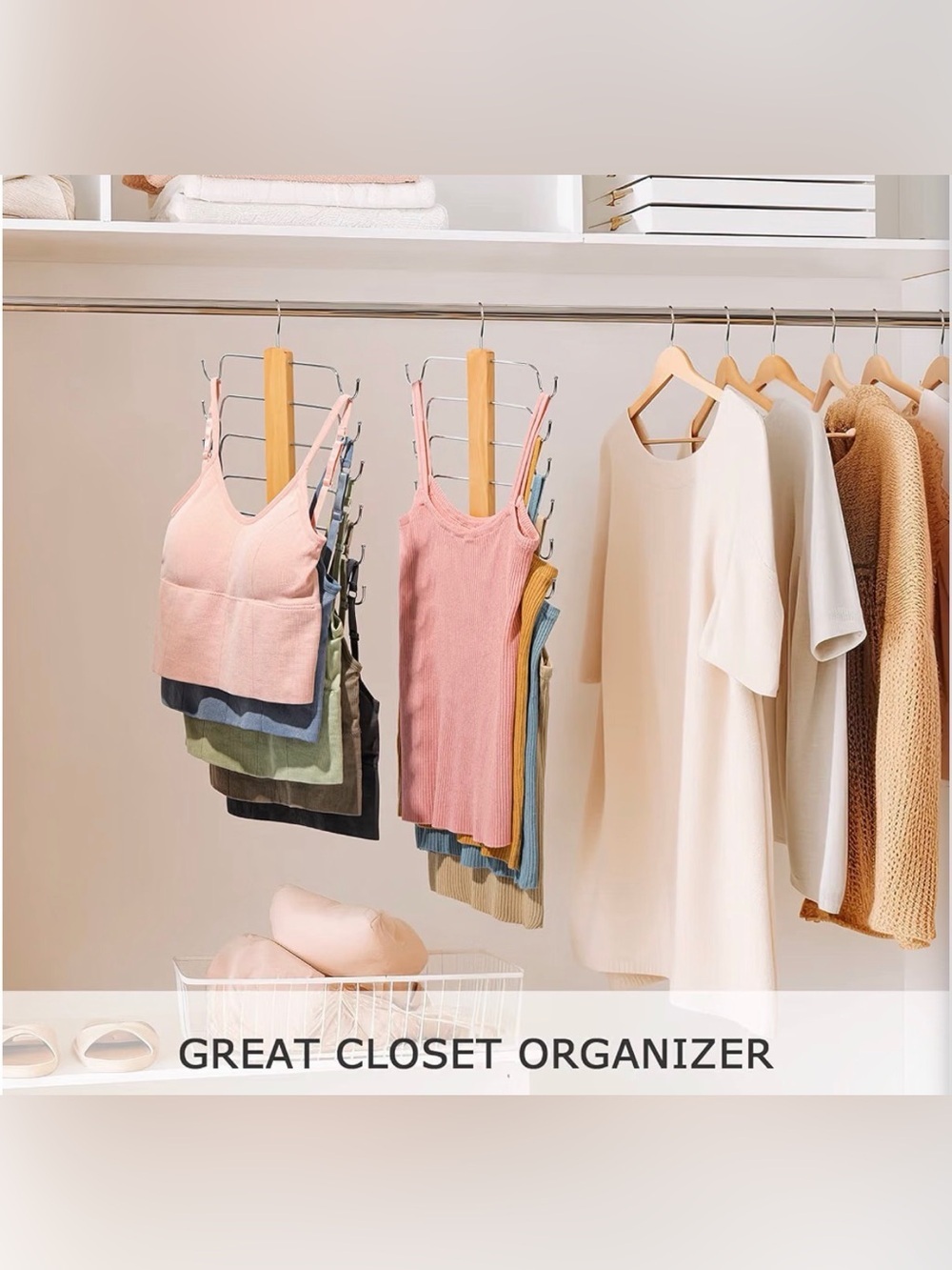 Wood & Chrome Multi-Tier Hangers - Set of 3 - Picture 4 of 12